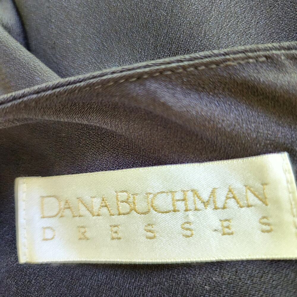 Vintage Dana Buchman Size 6 Sleeveless V-Neck Bllack Midi Sheath Dress - Picture 6 of 7